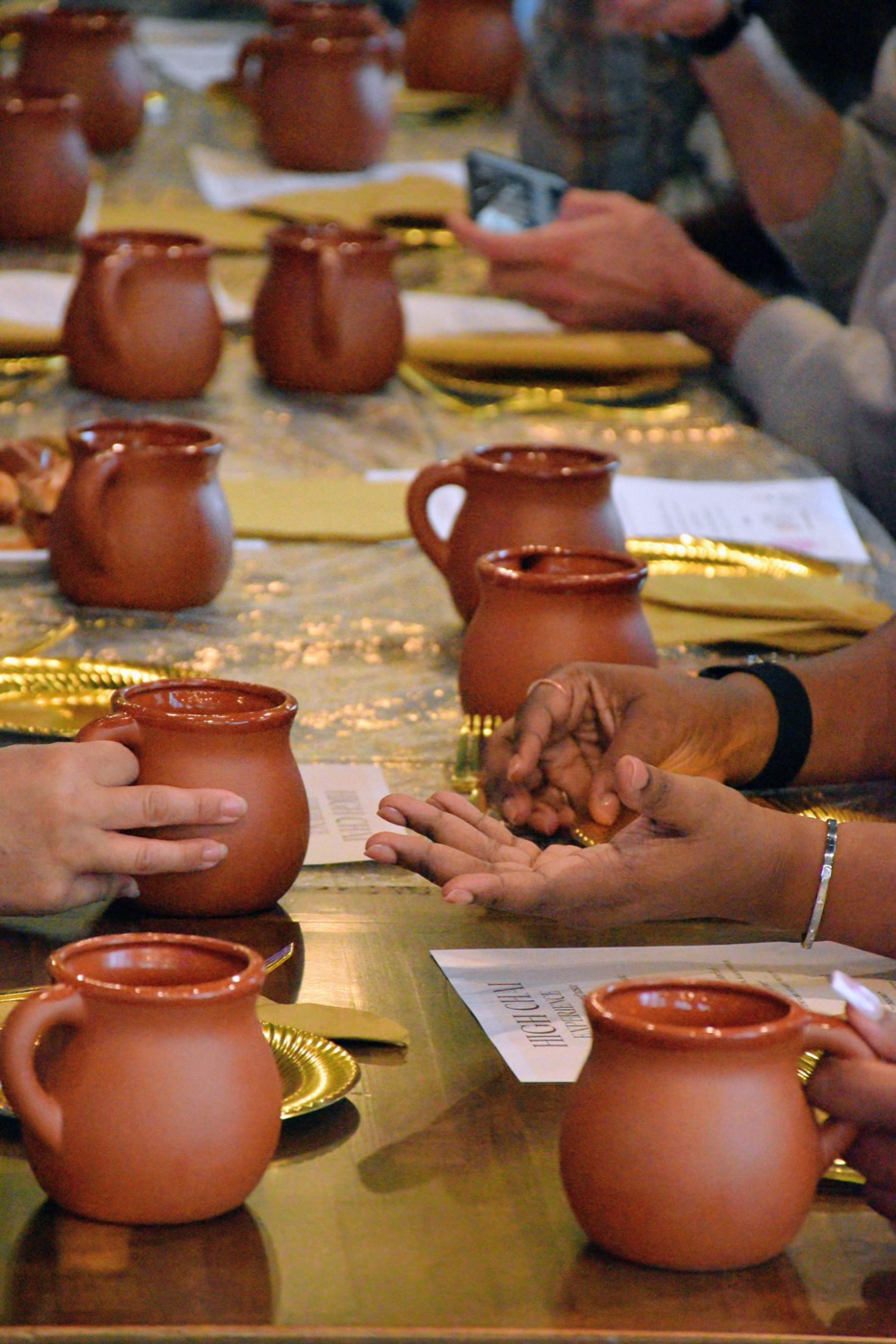 High Chai table with clay cups and tea service